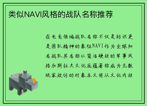 类似NAVI风格的战队名称推荐