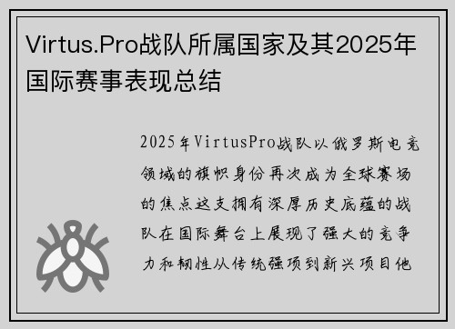 Virtus.Pro战队所属国家及其2025年国际赛事表现总结
